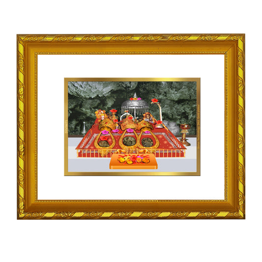 DIVINITI 24K Gold Plated Mata Ka Darbar Wooden Premium Photo Frame Idol for Puja Room, Home Wall Decor, Workshop, Table Top, Premium Gift | DG103 Size 2 (22.6x18.4 CM)