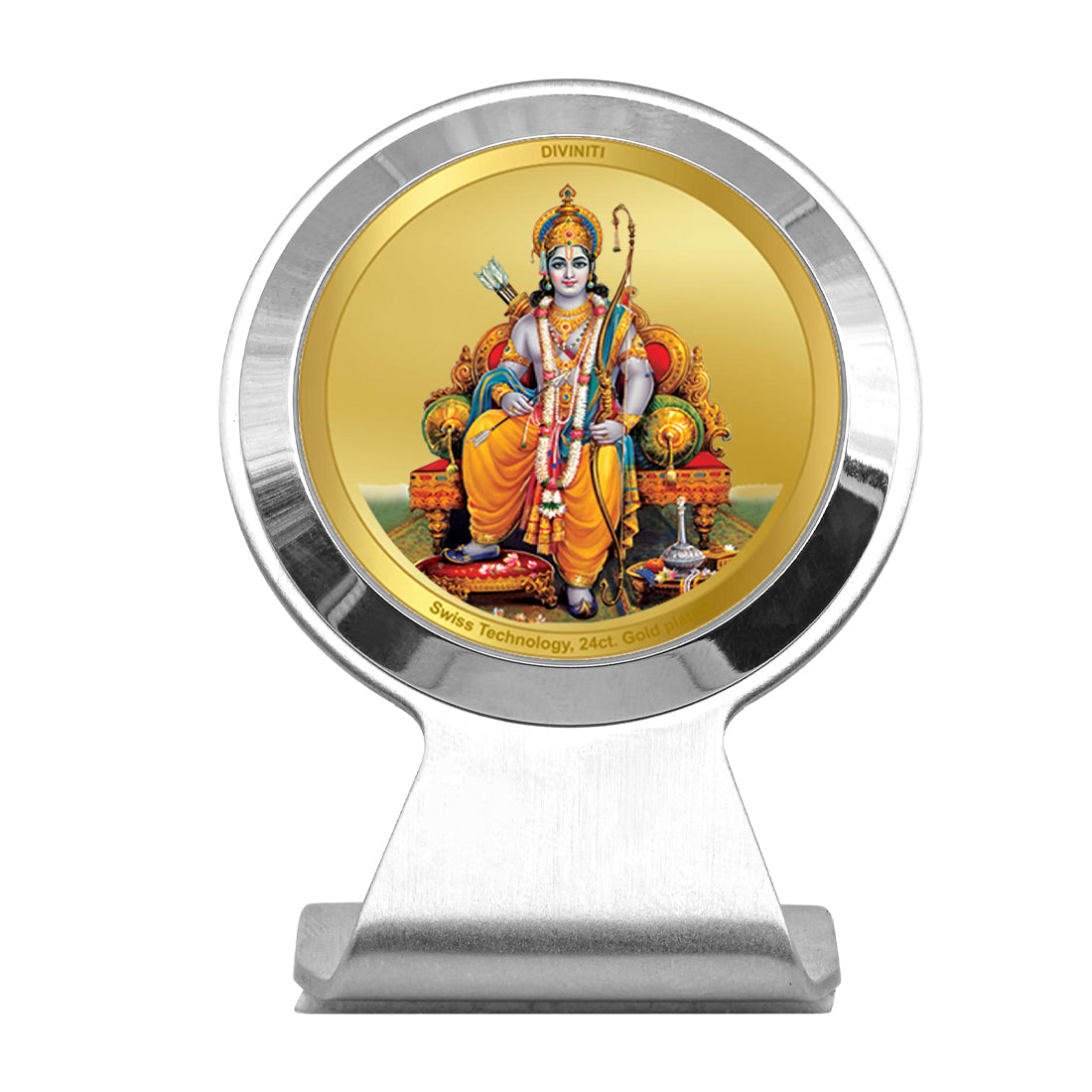 Diviniti 24K Gold Plated Lord Ram Frame for Car Dashboard, Home Decor, Worship, Tabletop & Festival Gift MCF1CR (6.2x4.5 CM)