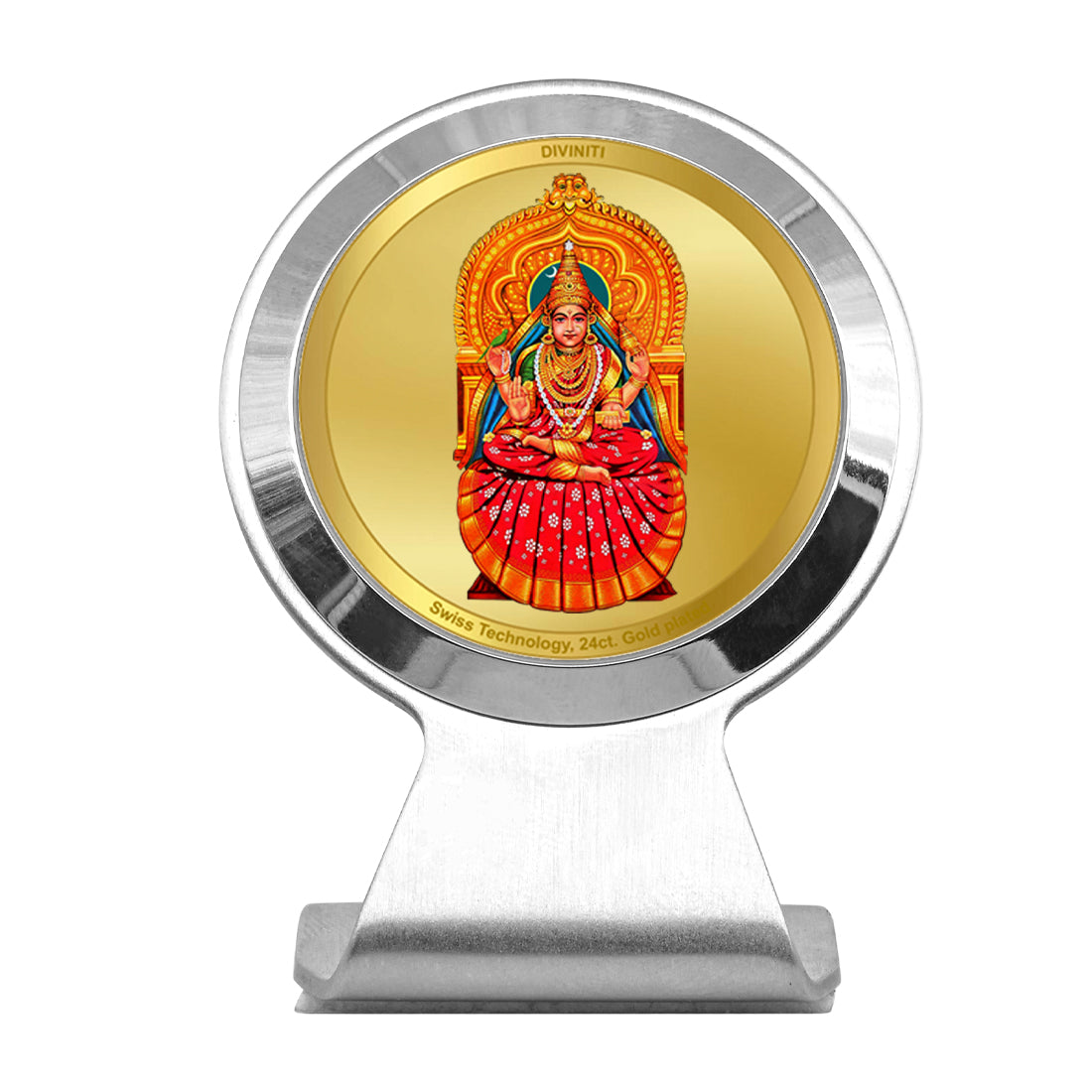 Diviniti 24K Gold Plated Sharda Mata Frame for Car Dashboard, Home Decor, Worship, Tabletop & Festival Gift MCF1CR (6.2x4.5 CM)