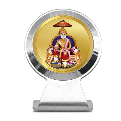 Diviniti 24K Gold Plated Agrasen Maharaj Frame for Car Dashboard, Home Decor, Worship, Tabletop & Festival Gift MCF1CR (6.2x4.5 CM)