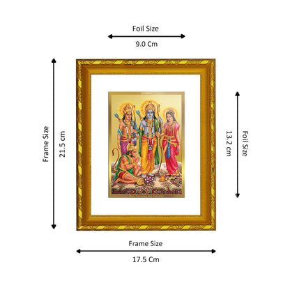 DIVINITI 24K Gold Plated Lord Ram Darbar Wooden Photo Frame Idol for Home Decor, Table Top, Wall Hanging, Workshop, Premium Gift | DG103 Size 2 (22.6x18.4 CM)