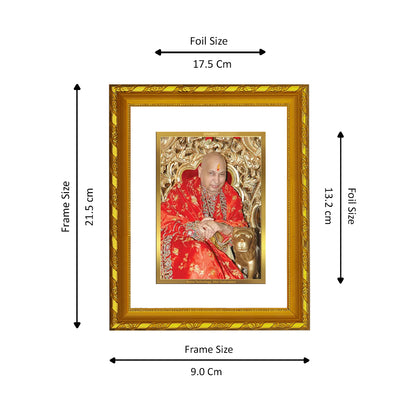 DIVINITI 24K Gold Plated Guru Ji Wooden Photo Frame Idol for Home Decor, Table Top, Wall Hanging, Workshop, Premium Gift | DG103 Size 2 (22.6x18.4 CM)