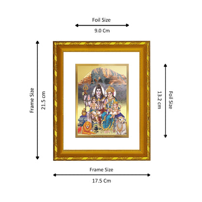 DIVINITI 24K Gold Plated Lord Shiv Parivar Wooden Modern Photo Frame Idol for Puja Room, Home Wall Decor, Workshop, Table Top, Premium Gift | DG103 Size 2 (22.6x18.4 CM)