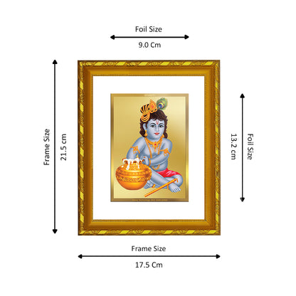 DIVINITI 24K Gold Plated Bal Gopal Wooden Elegant Photo Frame Idol for Puja Room, Home Wall Decor, Workshop, Table Top, Premium Gift | DG103 Size 2 (22.6x18.4 CM)