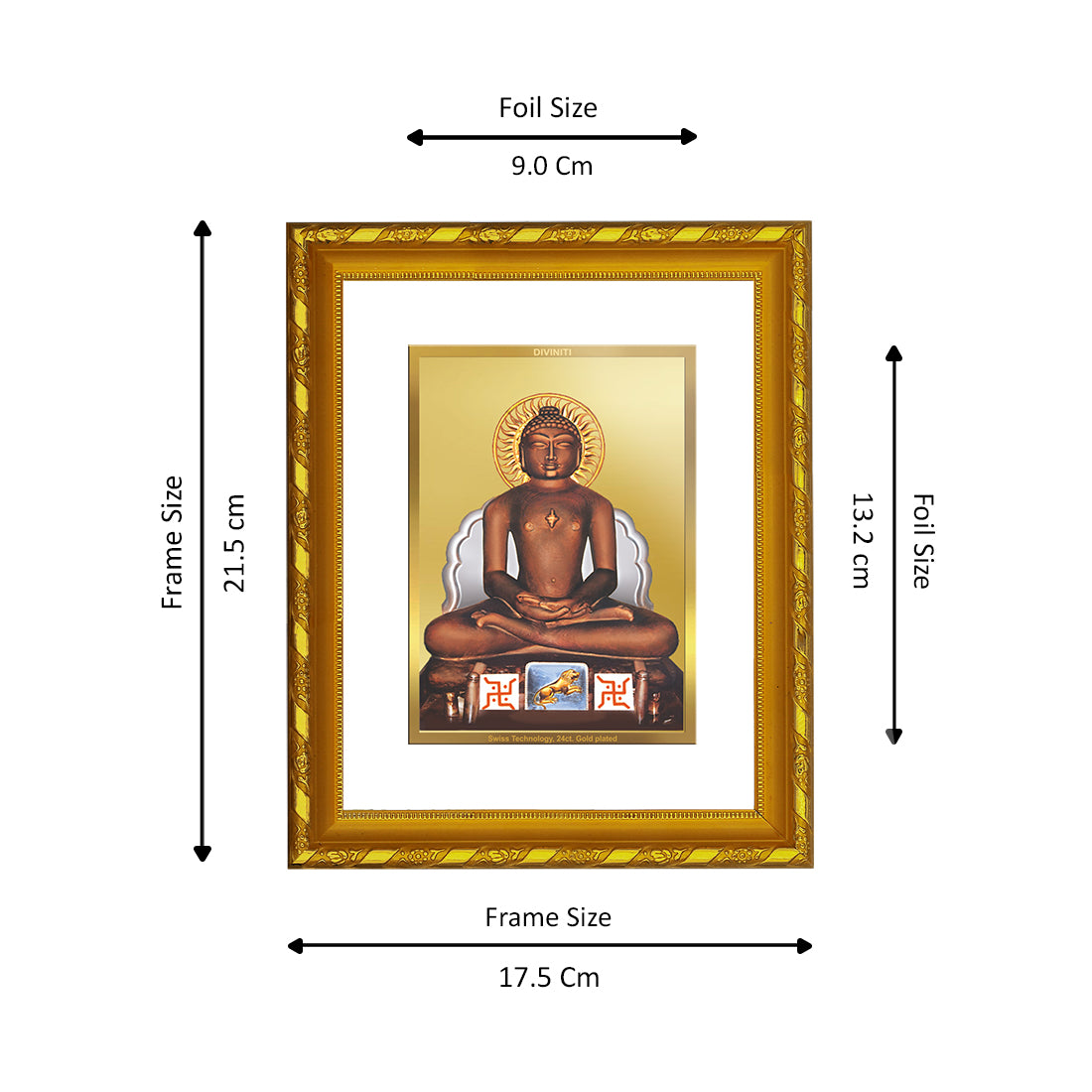 DIVINITI 24K Gold Plated Mahavira Wall Photo Frame For Home Decor, Pra