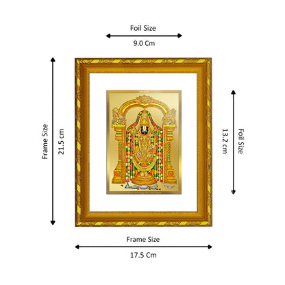 DIVINITI 24K Gold Plated Tirupati Balaji Wooden Luxurious Photo Frame Idol for Home Wall Decor, Workshop, Table Top, Premium Gift | DG103 Size 2 (22.6x18.4 CM)