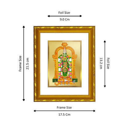 DIVINITI 24K Gold Plated Meenakshi Wooden Photo Frame Idol for Home Decor, Table Top, Wall Hanging, Workshop, Premium Gift | DG103 Size 2 (22.6x18.4 CM)