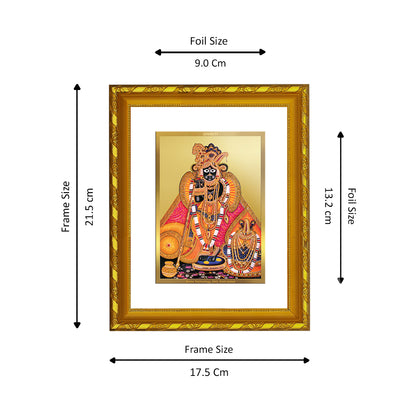 DIVINITI 24K Gold Plated Bankey Bihari Wooden Traditional Photo Frame Idol for Home Decor, Table Top, Wall Hanging, Workshop, Premium Gift | DG103 Size 2 (22.6x18.4 CM)