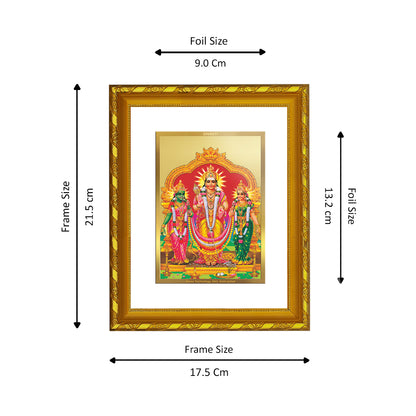 DIVINITI 24K Gold Plated Murugan Valli Traditional Photo Frame Idol for Home Wall Decor, Workshop, Table Top, Premium Gift|DG103 Size 2 (22.6x18.4 CM)