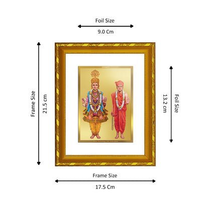 DIVINITI 24K Gold Plated Swami Narayan Wooden Modern Photo Frame Idol for Wall Hanging, Workshop, Table Top, Home Decor, Luxury Gift | DG103 Size 2 (22.6x18.4 CM)