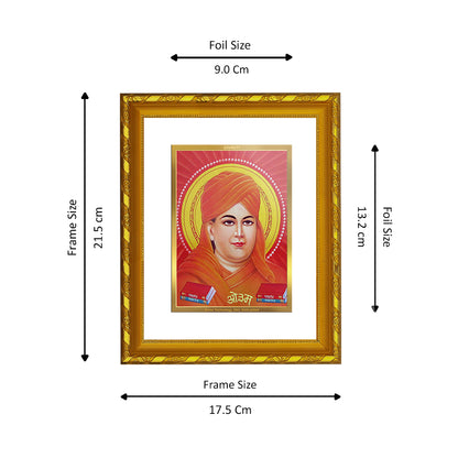 DIVINITI 24K Gold Plated Dayananda Saraswati Wooden Photo Frame Idol for Home Decor, Table Top, Wall Hanging, Workshop, Premium Gift | DG103 Size 2 (22.6x18.4 CM)