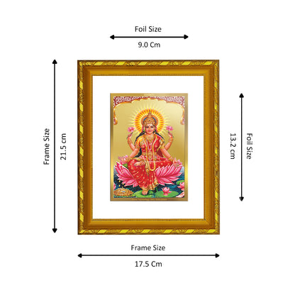 DIVINITI 24K Gold Plated Goddess Lakshmi Wooden Luxurious Photo Frame Idol for Home Decor, Table Top, Wall Hanging, Workshop, Premium Gift | DG103 Size 2 (22.6x18.4 CM)