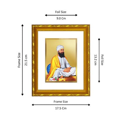 DIVINITI 24K Gold Plated Guru Tegh Bahadur Ji Wooden Traditional Photo Frame Idol for Home Wall Decor, Workshop, Table Top, Premium Gift | DG103 Size 2 (22.6x18.4 CM)