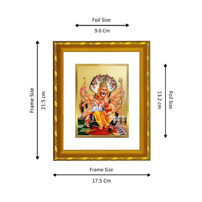 DIVINITI 24K Gold Plated Narsimha Wooden Religious Photo Frame Idol for Home Decor, Puja Room, Table Top, Wall Hanging, Workshop, Luxurious Gift | DG103 Size 2 (22.6x18.4 CM)