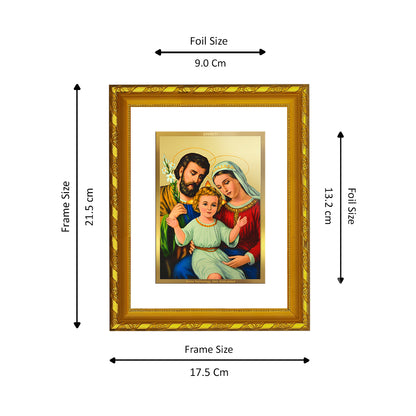 DIVINITI 24K Gold Plated Holy Family Wooden Classic Photo Frame Idol for Home Decor, Puja Room, Table Top, Wall Hanging, Workshop, Luxurious Gift | DG103 Size 2 (22.6x18.4 CM)