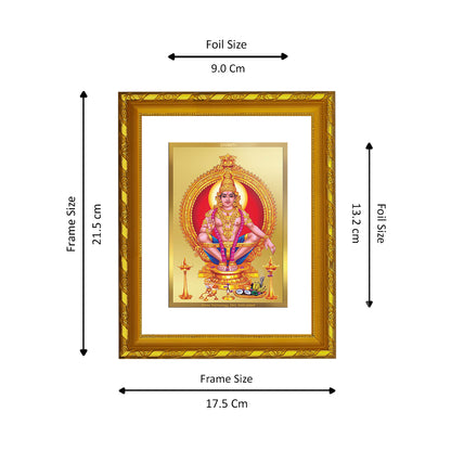 DIVINITI 24K Gold Plated Ayyappan Wooden Modern Photo Frame Idol for Puja Room, Home Wall Decor, Workshop, Table Top, Premium Gift | DG103 Size 2 (22.6x18.4 CM)