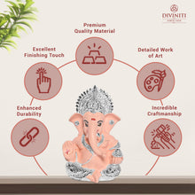 Load image into Gallery viewer, Diviniti 999 Silver Plated Resin Lord Ganesha Idol for Car Dashboard Tabletop for Home Decor Mandir Puja Gift Nude (8.4x4.2cm)
