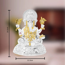 Load image into Gallery viewer, DIVINITI 999 Silver Plated Ganesha Idol | Exquisite Divine Statue for Home Decor, Office Table Top, Pooja Room &amp; Gift (14.5X11.5CM)
