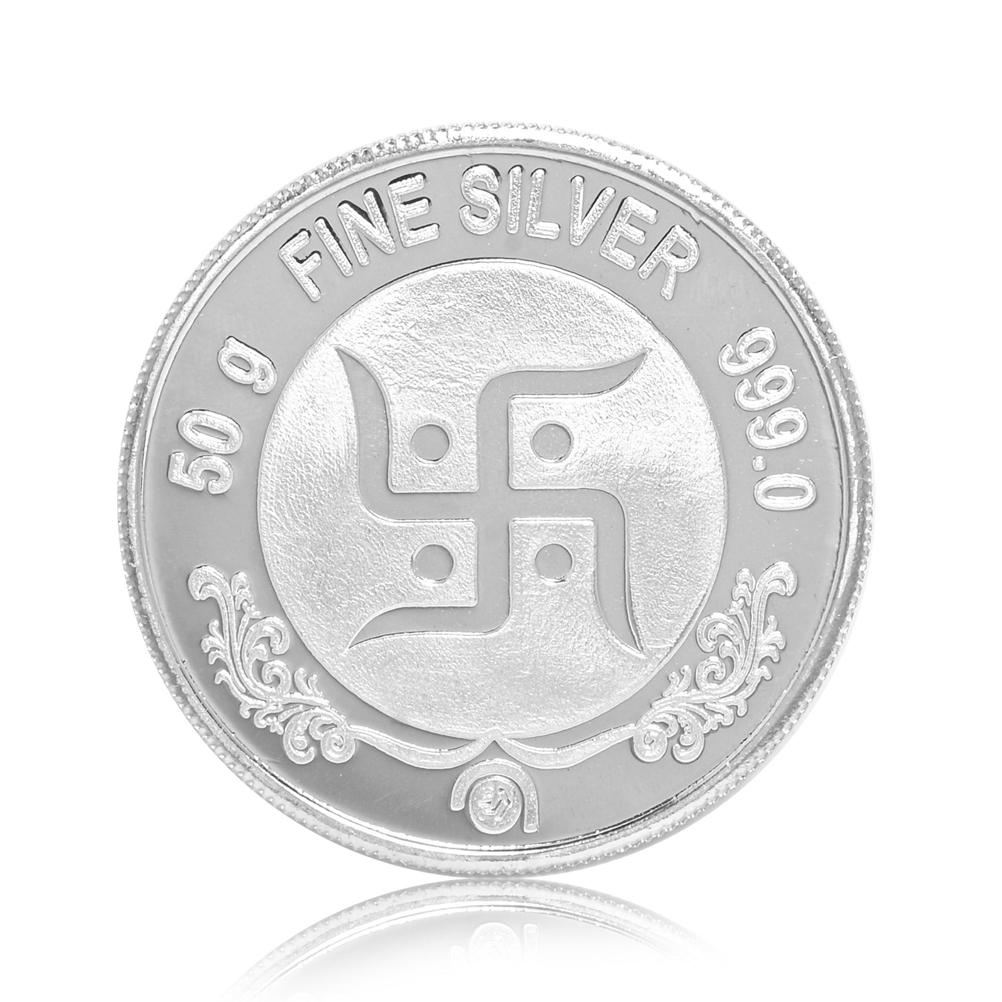 DIVINITI Pure Silver Coin Laxmi Ganesh & Swastik Symbol of Prosperity and Blessings for Home & Office Décor, Puja Room Diwali Gift (20g)