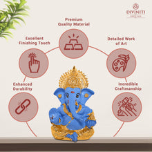 Load image into Gallery viewer, Diviniti 24K Gold Plated Resin Lord Ganesha Idol for Car Dashboard Tabletop for Home Decor Mandir Puja Gift SKy Blue (8.4x4.2cm)
