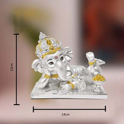 Diviniti 999 Silver-Plated Bal Ganesha Statue Delightful & Blessing for Home Décor Office Tabletop, Pooja Room (12x14 CM)