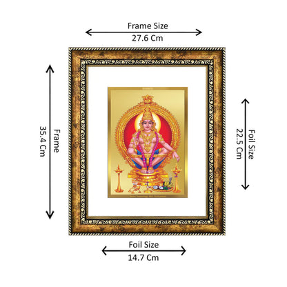 DIVINITI 24K Gold Plated Ayyapan-2 Wall Photo Frame for Home Decor, Wall Hanging, Table Top, Puja Room & Gift DG113S3 (27.6X35.4 CM)