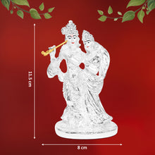 Load image into Gallery viewer, DIVINITI 999 Silver Plated Goddess Radha Krishna Idols Statue Symbol of Eternal Love, Devotion for Home, Office, Puja Room Gift (11.5x8 CM)
