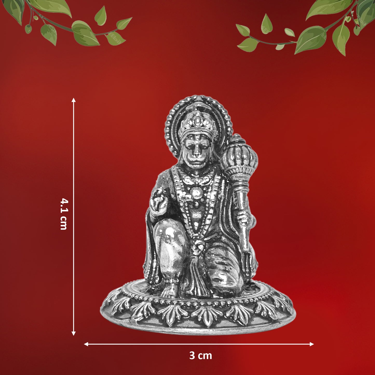 DIVINITI 925 Pure Silver Hanuman Ji Idol Statue Embody Strength and Devotion in Your Space for Home Office Décor, Tabletop, Puja Room Gift (3x4.1 CM, 41g)