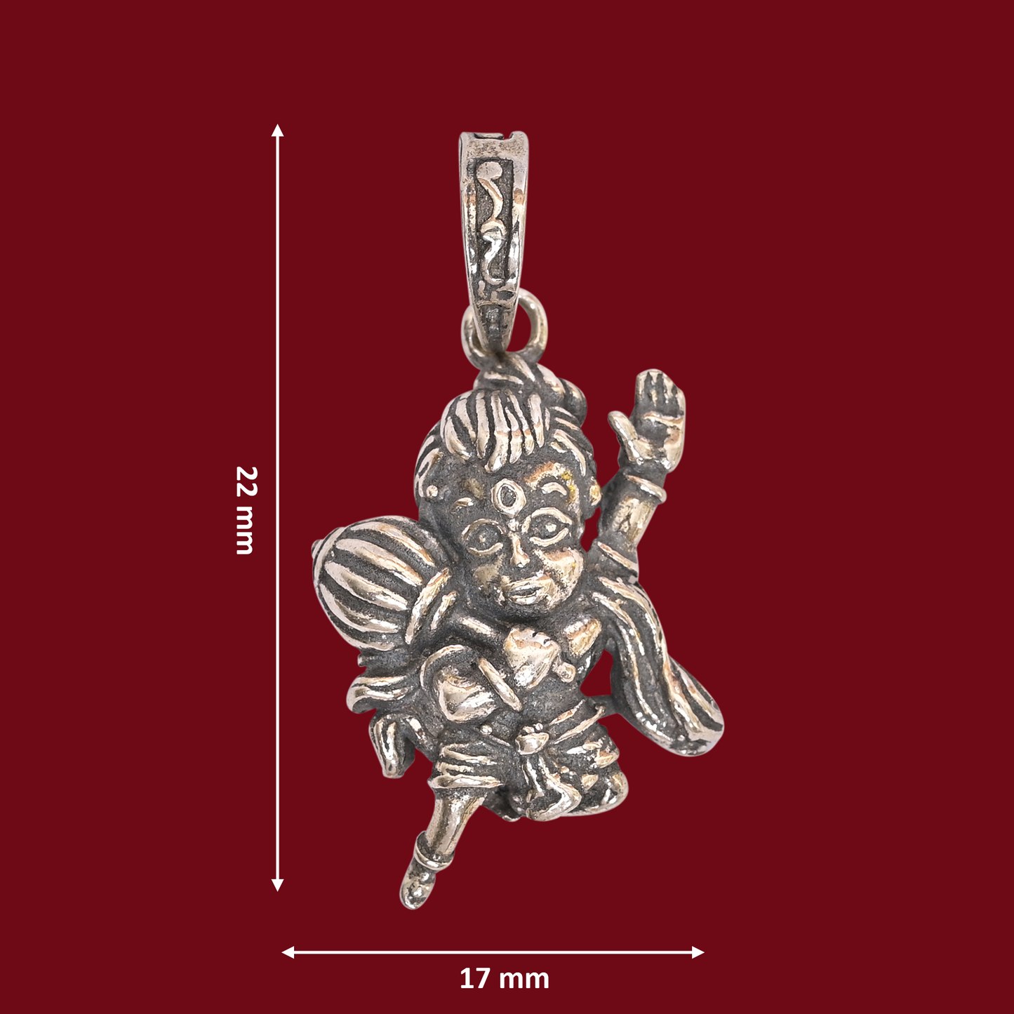 DIVINITI 925 Pure Silver Bal Hanuman Pendant for Men, Women & Kids Divine God Pendant for Birthday, Anniversary, Special Occasion Gift (2.2x1.7 cm, 8g)