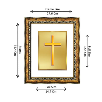 DIVINITI 24K Gold Plated Holy Cross Wall Photo Frame for Home Decor, Wall Hanging, Table Top, Puja Room & Gift DG113S3 (27.6X35.4 CM)