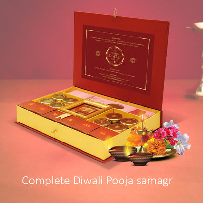 DIVINITI PREMIUM PUJA KIT WITH 24K GOLD-PLATED LAXMI GANESH FRAME