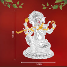 Load image into Gallery viewer, Diviniti 999 Silver Plated Lord Ganesha Idol Statue Elegant Spiritual Décor for Home &amp; Office Pooja Room Accent Gift (15.5x14 CM)
