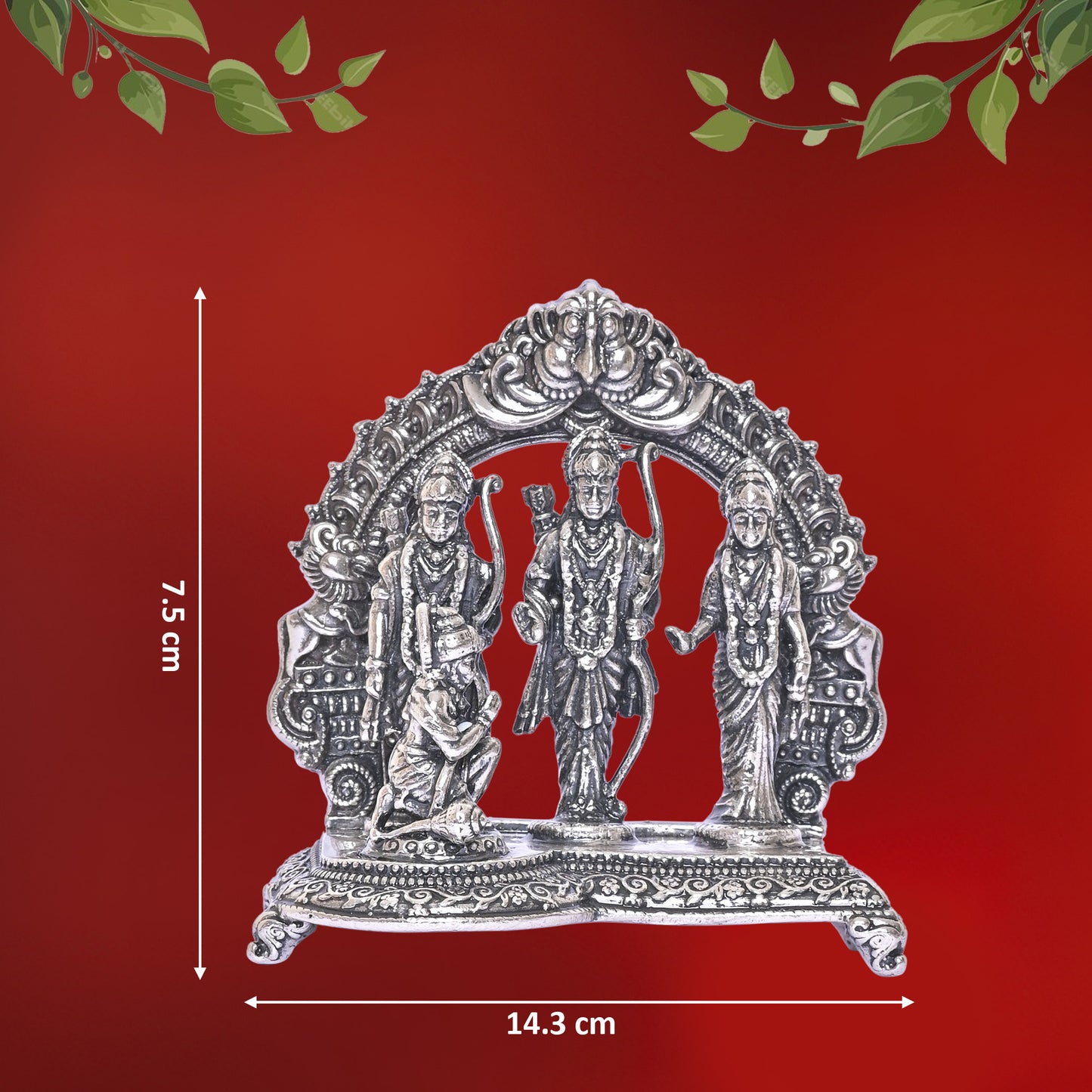 Diviniti 925 Pure Silver Ram Darbar Idol Statue Stunning Tribute to Divine Grace Spiritual Devotion for Home Office Décor, Tabletop, Puja Room Gift (7.5x14.3 CM, 143g)