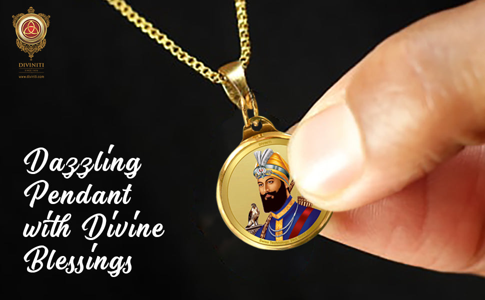 Diviniti 24K Double sided Gold Plated Pendant Guru Gobind Singh & Golden Temple|22 MM Flip Coin (1 PCS)