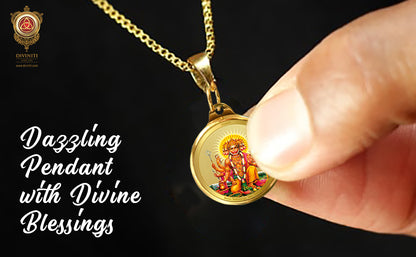 Diviniti 24K Gold Plated Lord Panchmukhi Hanuman & Yantra 28MM Double Sided Pendant For Men, Women & Kids