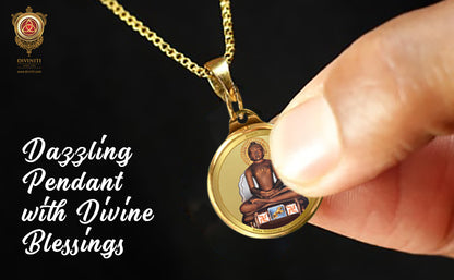 Diviniti 24K Double sided Gold Plated Pendant Lord Mahavir & Namokar Mantra|22 MM Flip Coin