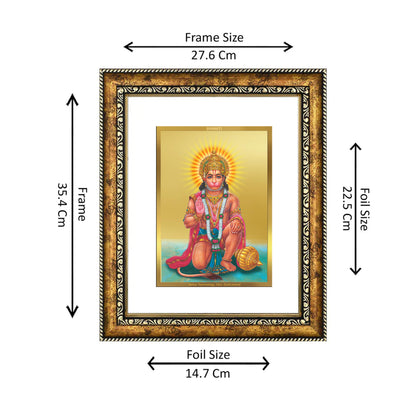 DIVINITI 24K Gold Plated God Hanuman Wall Photo Frame for Home Decor, Wall Hanging, Table Top, Puja Room & Gift DG113S3 (27.6X35.4 CM)