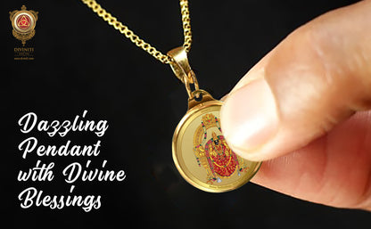 Diviniti 24K Gold Plated Padmawati & Balaji 28MM Double Sided Pendant For Men, Women & Kids