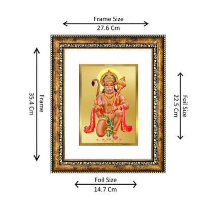 DIVINITI 24K Gold Plated Hanuman Wall Photo Frame for Home Decor, Wall Hanging, Table Top, Puja Room & Gift DG113S3 (27.6X35.4 CM)