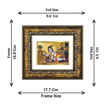 DIVINITI 24K Gold Plated Foil Laddu Gopal Wall Photo Frame, Table Decor for Home & Office Decor Gift Items DG 113 Size 1 (17.7x15.9 CM)