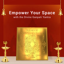 Load image into Gallery viewer, Diviniti 24K Gold Plated Ganapati Yantra Storage Siddh Energy For Home &amp; Meditation (15.5x15.5 CM)
