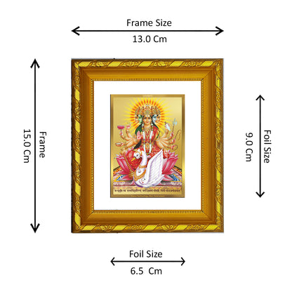 DIVINITI 24K Gold Plated Gayatri Mata Wall Photo Frame For Living Room, Gift, Puja (15.0 X 13.0 CM)