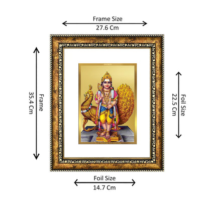 DIVINITI 24K Gold Plated Karthikey Wall Photo Frame for Home Decor, Wall Hanging, Table Top, Puja Room & Gift DG113S3 (27.6X35.4 CM)