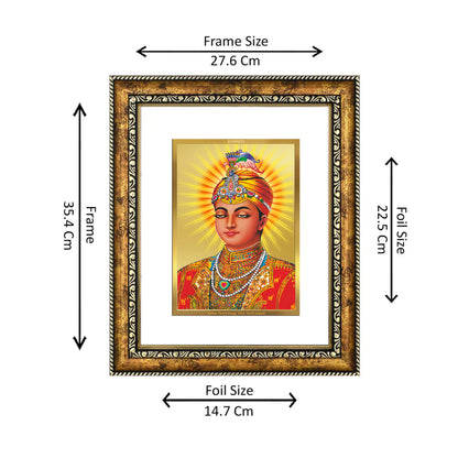 DIVINITI 24K Gold Plated Guru Harkrishan Wall Photo Frame for Home Decor, Wall Hanging, Table Top, Puja Room & Gift DG113S3 (27.6X35.4 CM)