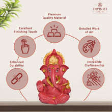 Load image into Gallery viewer, Diviniti 24K Gold Plated Resin Lord Ganesha Idol for Car Dashboard Tabletop for Home Decor Mandir Puja Gift Red (8.4x4.2cm)
