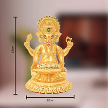 Load image into Gallery viewer, DIVINITI 24K Gold Plated Lord Ganesha Idol | Exquisite Divine Statue for Home Decor, Office Table Top, Pooja Room &amp; Gift (15X12CM)
