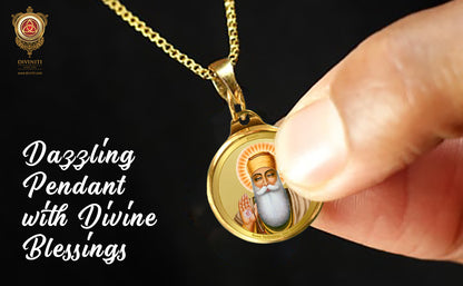 Diviniti 24K Gold Plated Guru Nanak & Golden Temple 18MM Double Sided Pendant For Men, Women & Kids