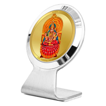 Diviniti 24K Gold Plated Sharda Mata Frame for Car Dashboard, Home Decor, Worship, Tabletop & Festival Gift MCF1CR (6.2x4.5 CM)