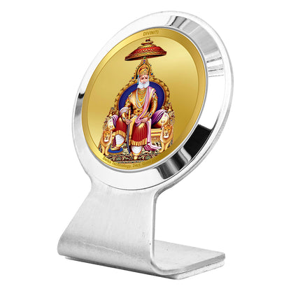 Diviniti 24K Gold Plated Agrasen Maharaj Frame for Car Dashboard, Home Decor, Worship, Tabletop & Festival Gift MCF1CR (6.2x4.5 CM)