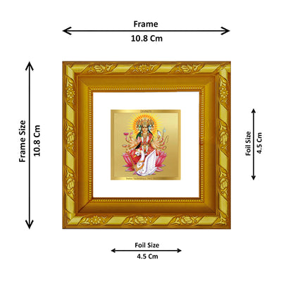 DIVINITI 24K Gold Plated Foil Gayatri Mata Wooden Photo Frame Idol for Wall Hanging, Workshop, Home Decor, Puja Room, Luxurious Gifts | DG103S1A (10x10 CM)